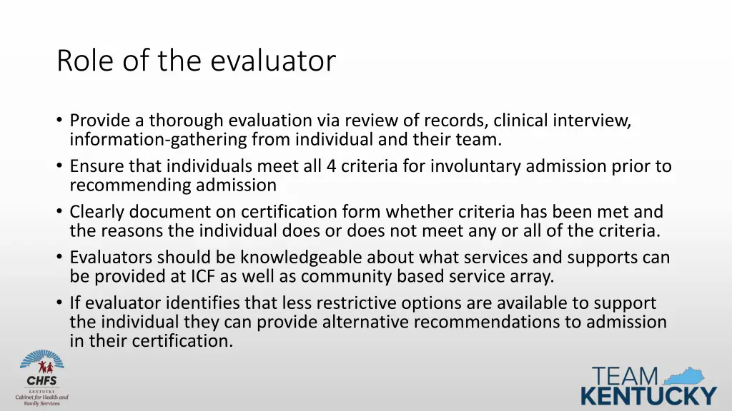 role of the evaluator