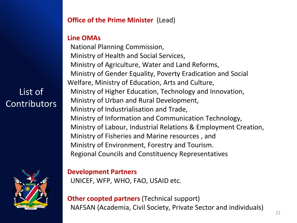 office of the prime minister lead