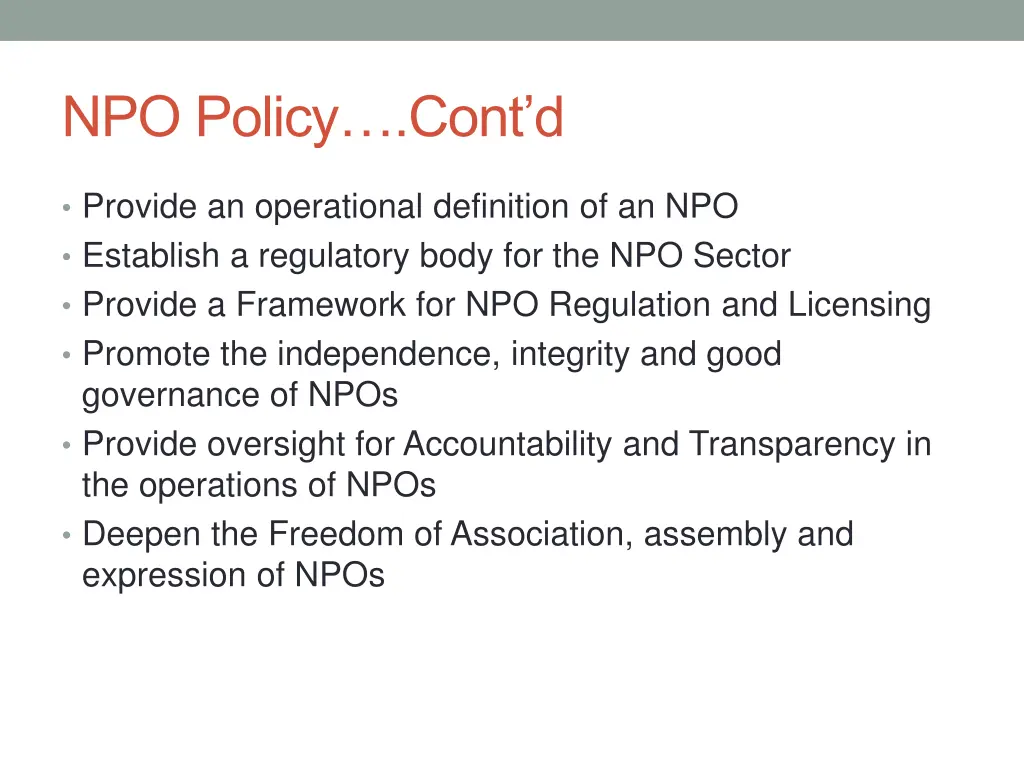 npo policy cont d