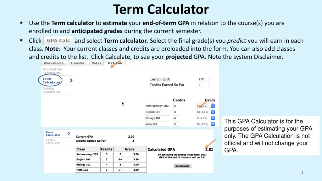 term calculator