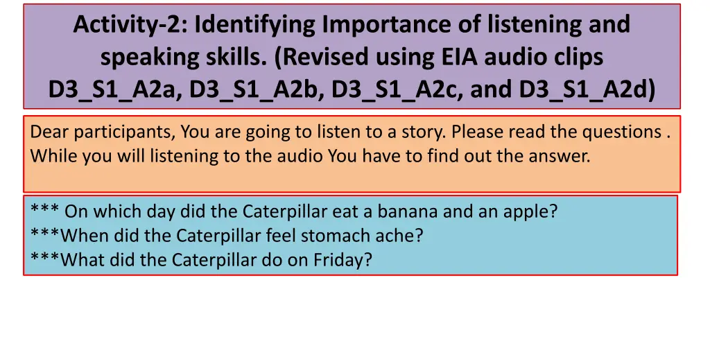 activity 2 identifying importance of listening