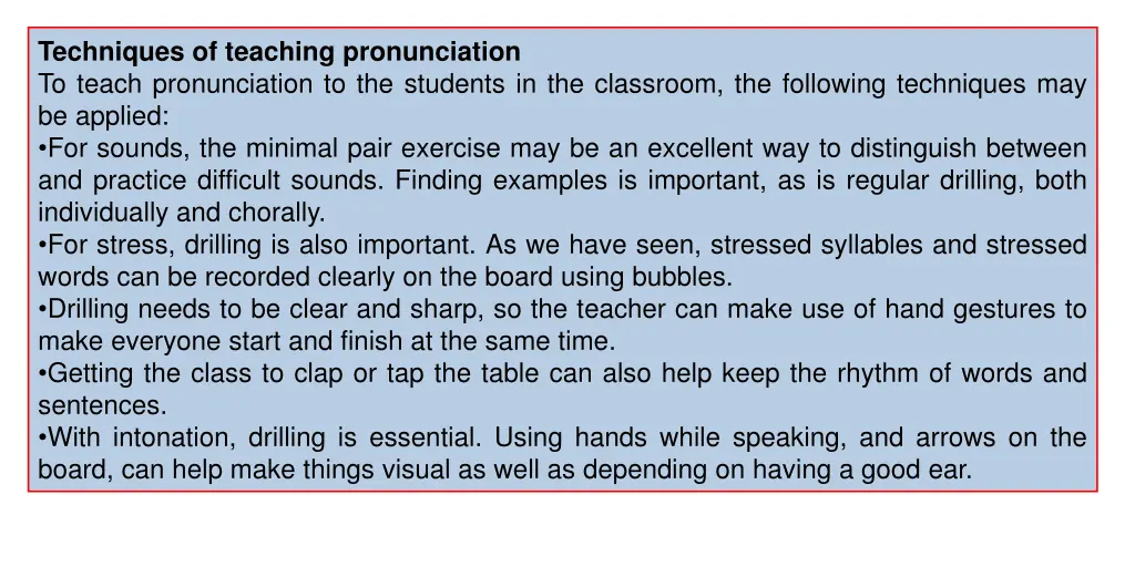 techniques of teaching pronunciation to teach