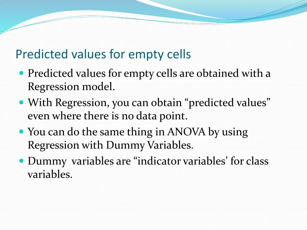 predicted values for empty cells