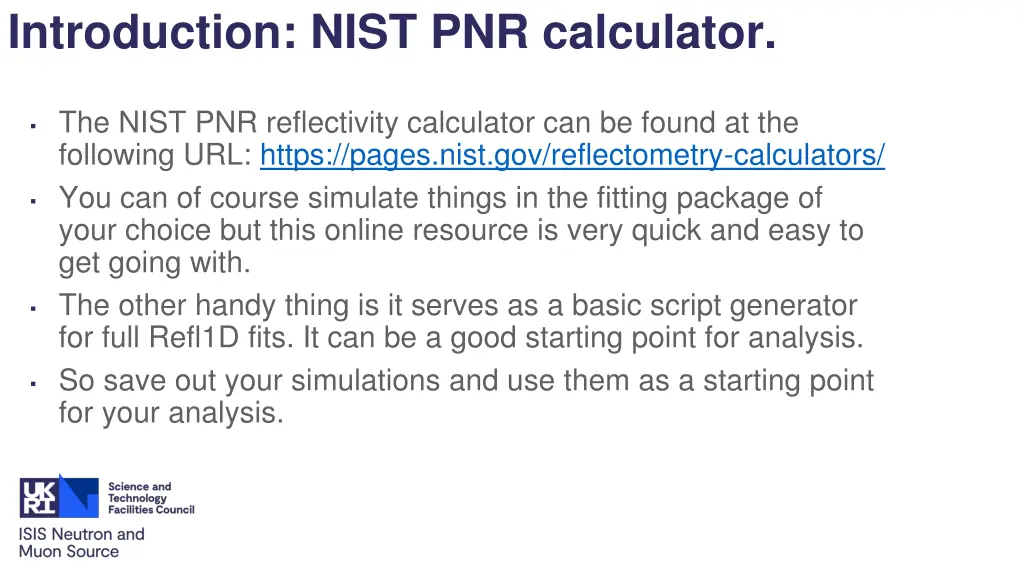 introduction nist pnr calculator