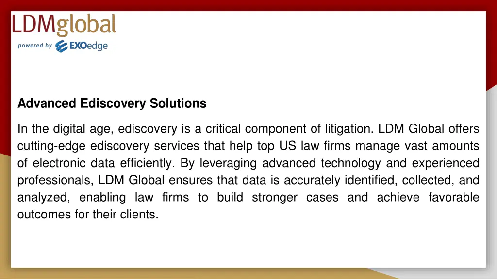 advanced ediscovery solutions