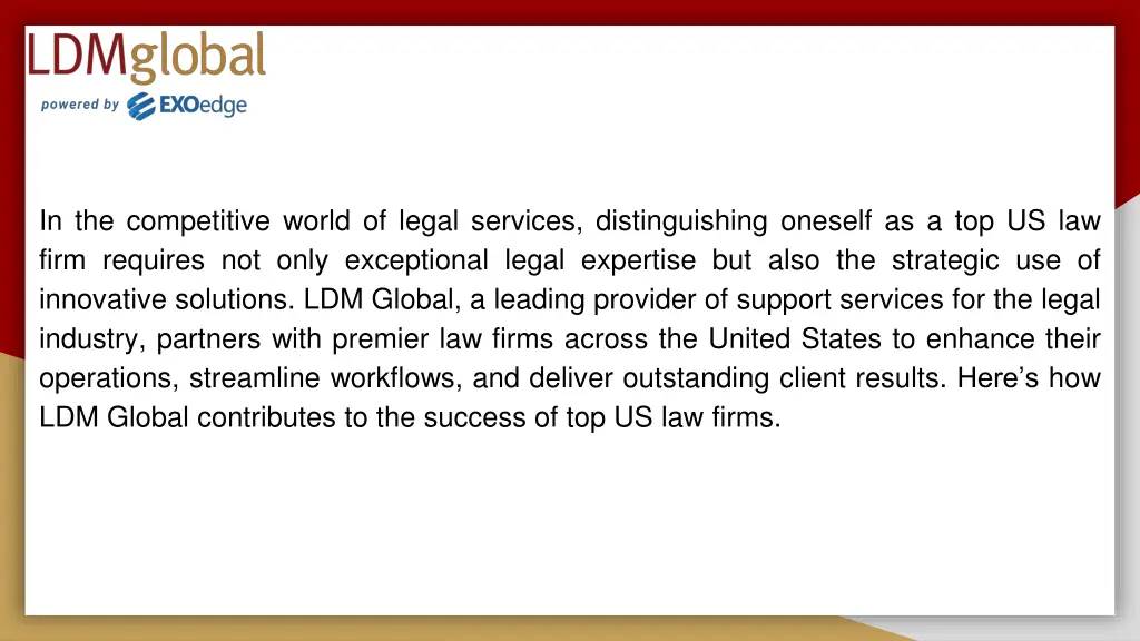 in the competitive world of legal services