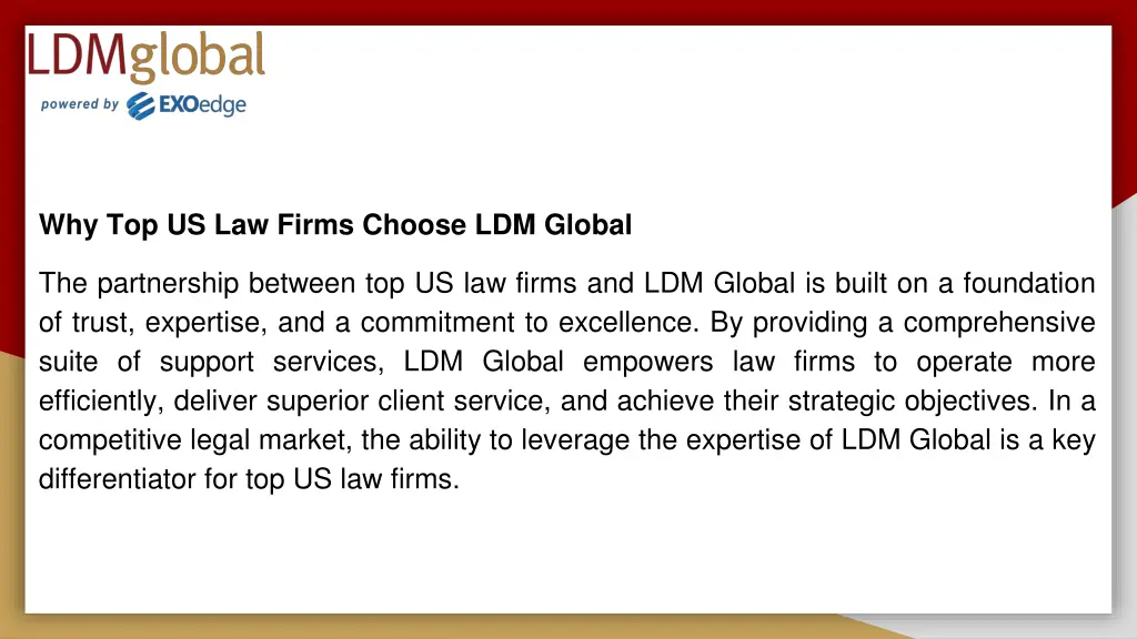 why top us law firms choose ldm global