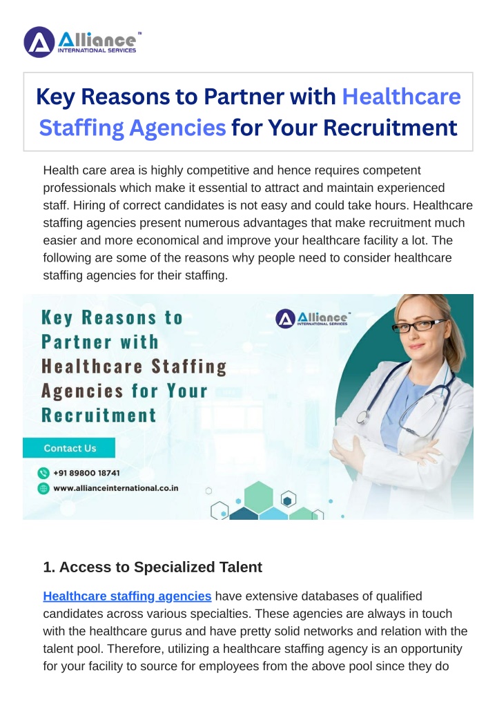 key reasons to partner with healthcare staffing