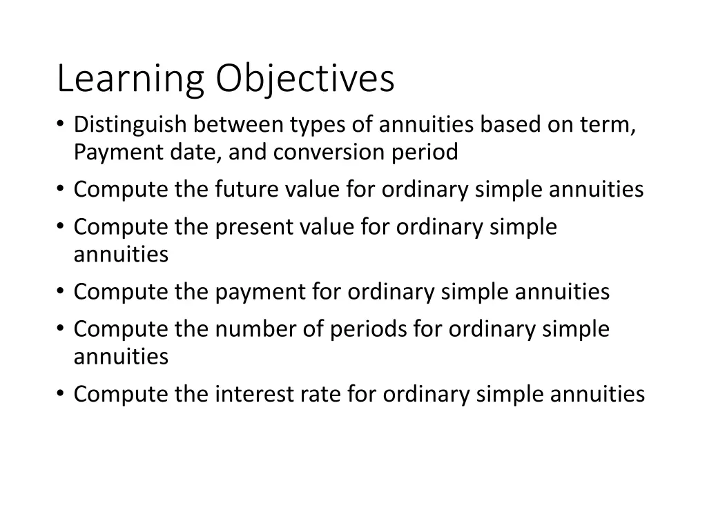 learning objectives distinguish between types