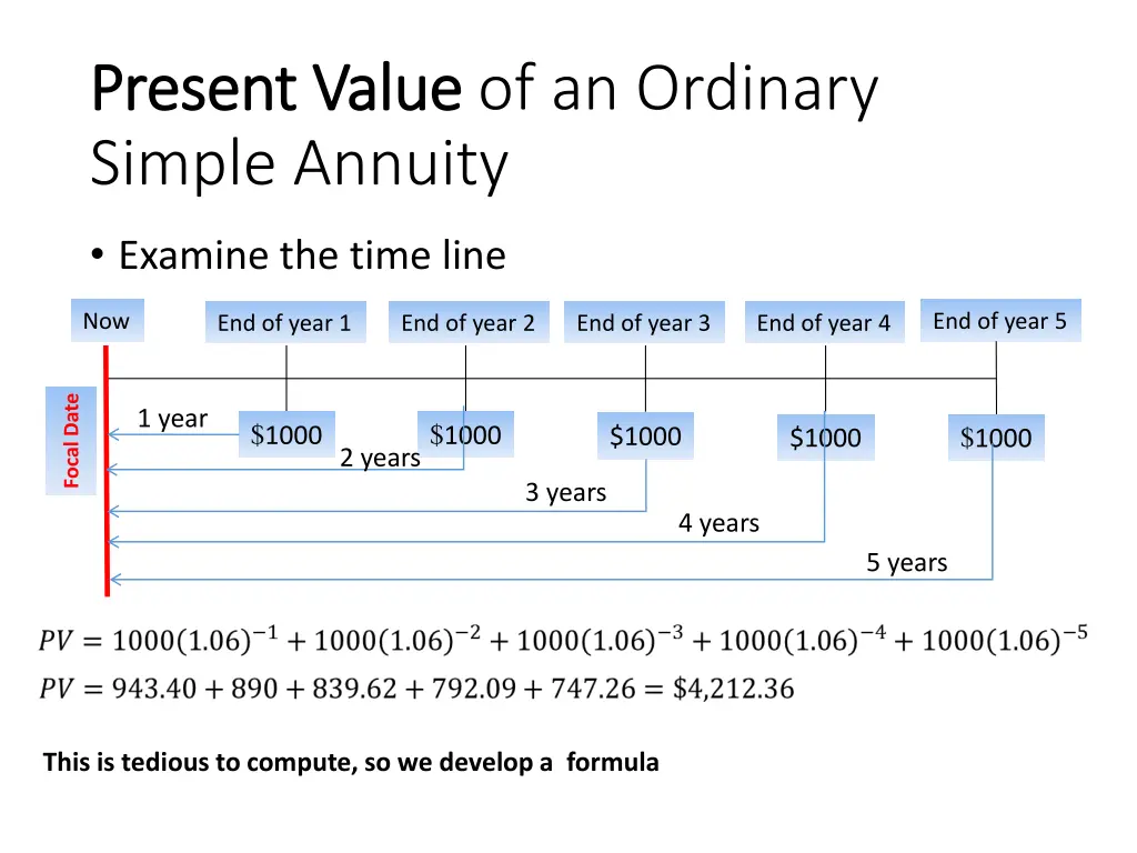 present value present value of an ordinary simple