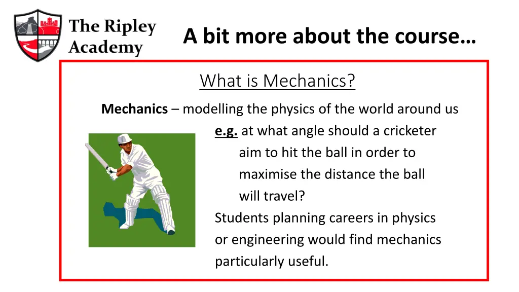 a bit more about the course