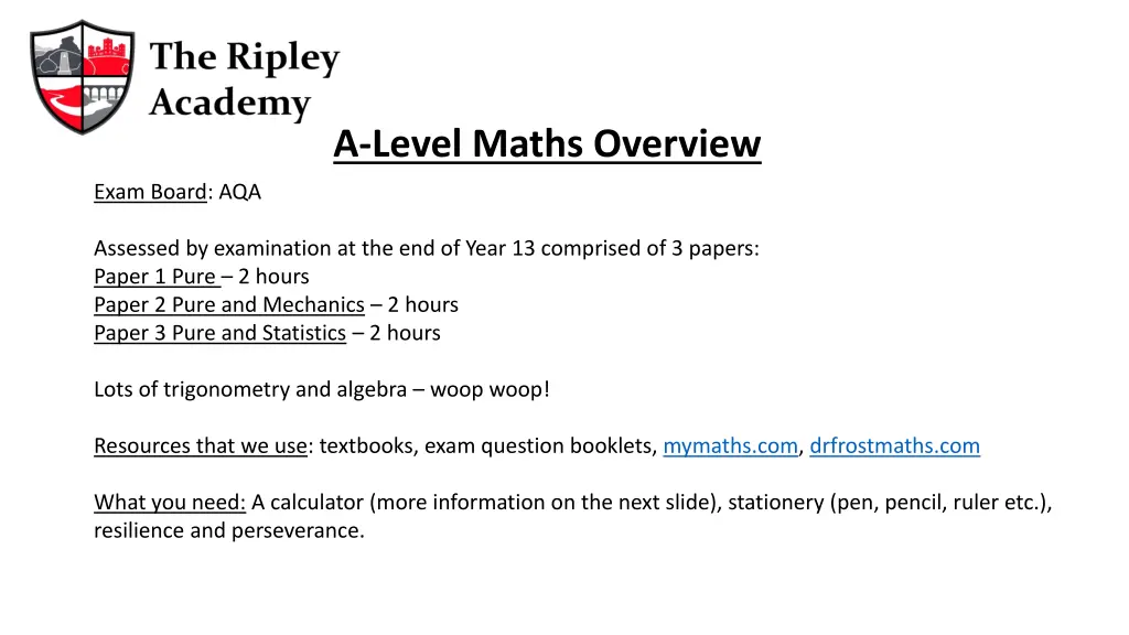 a level maths overview