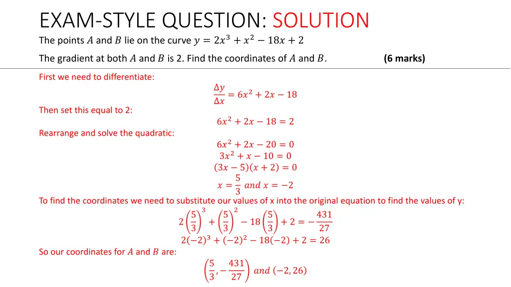 exam style question solution the points