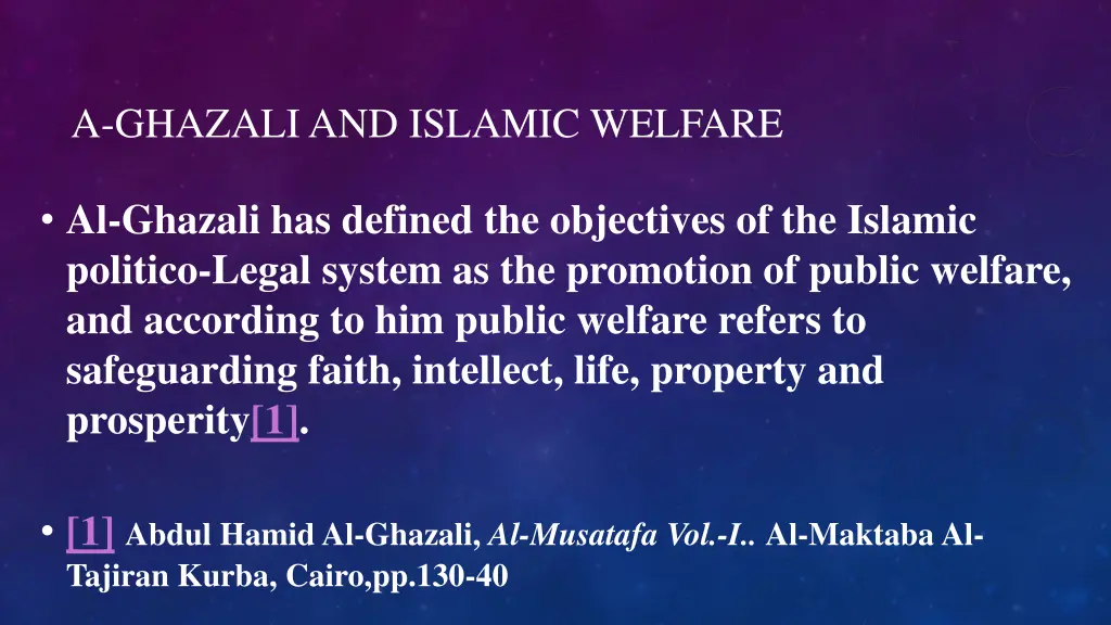 a ghazaliand islamic welfare