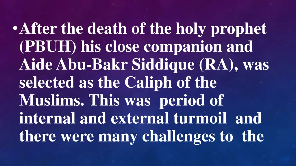 after the death of the holy prophet pbuh