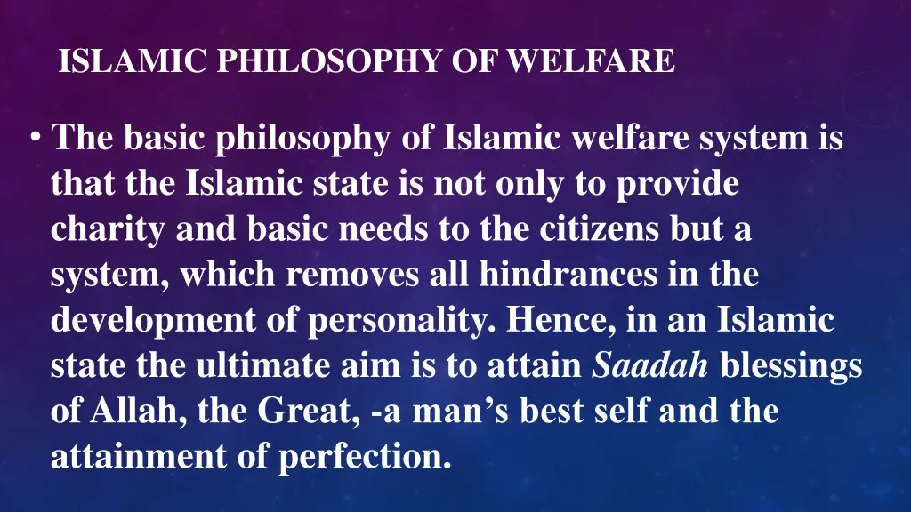 islamic philosophy of welfare