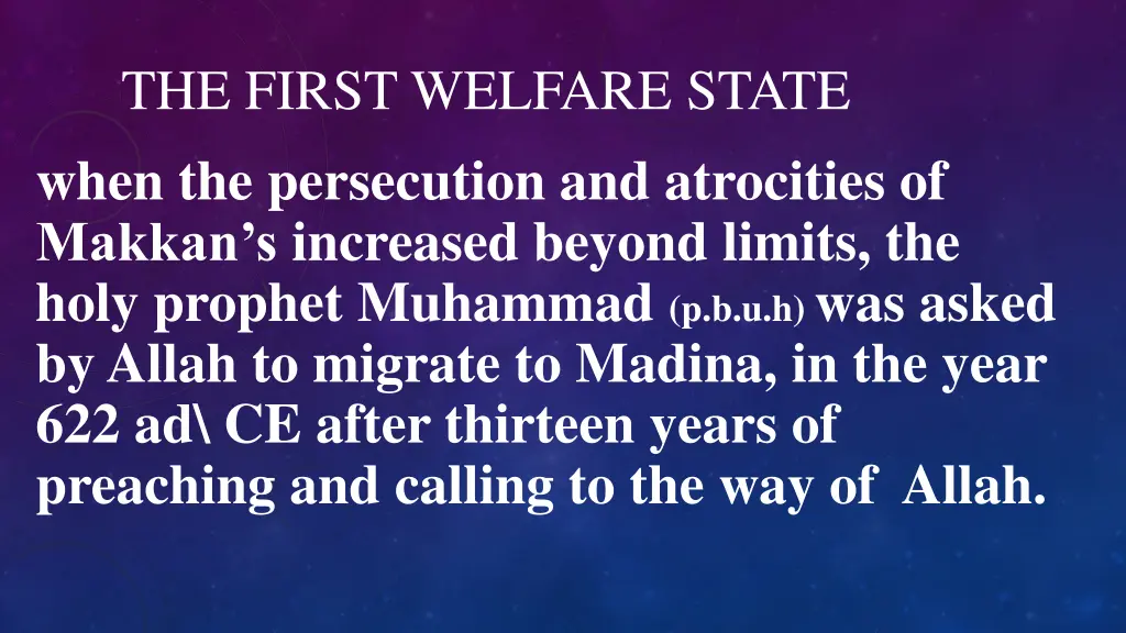 the first welfare state when the persecution