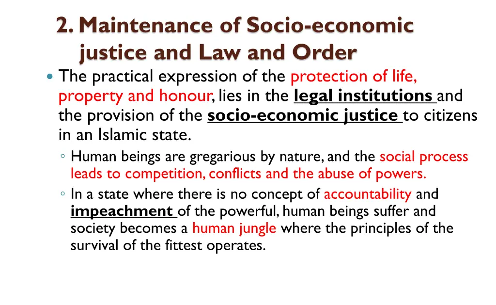 2 maintenance of socio economic justice