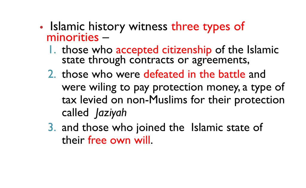 islamic history witness three types of minorities