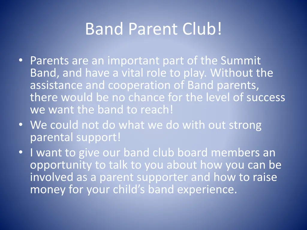 band parent club