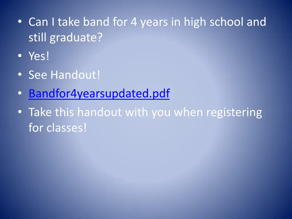 can i take band for 4 years in high school