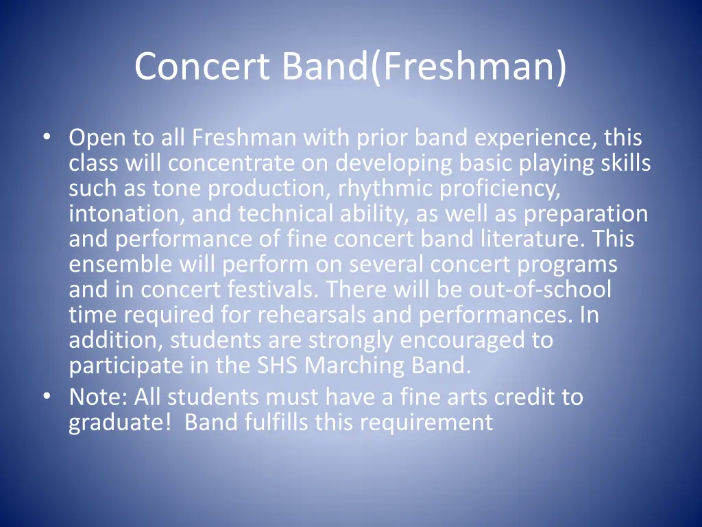 concert band freshman