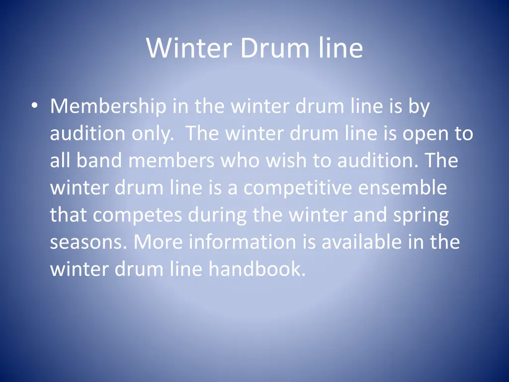 winter drum line