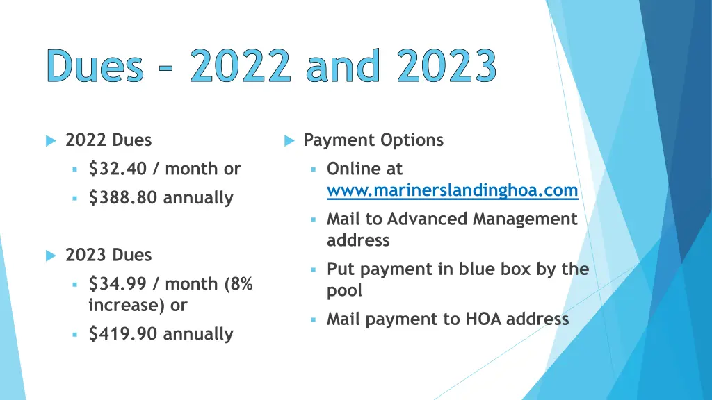 dues 2022 and 2023