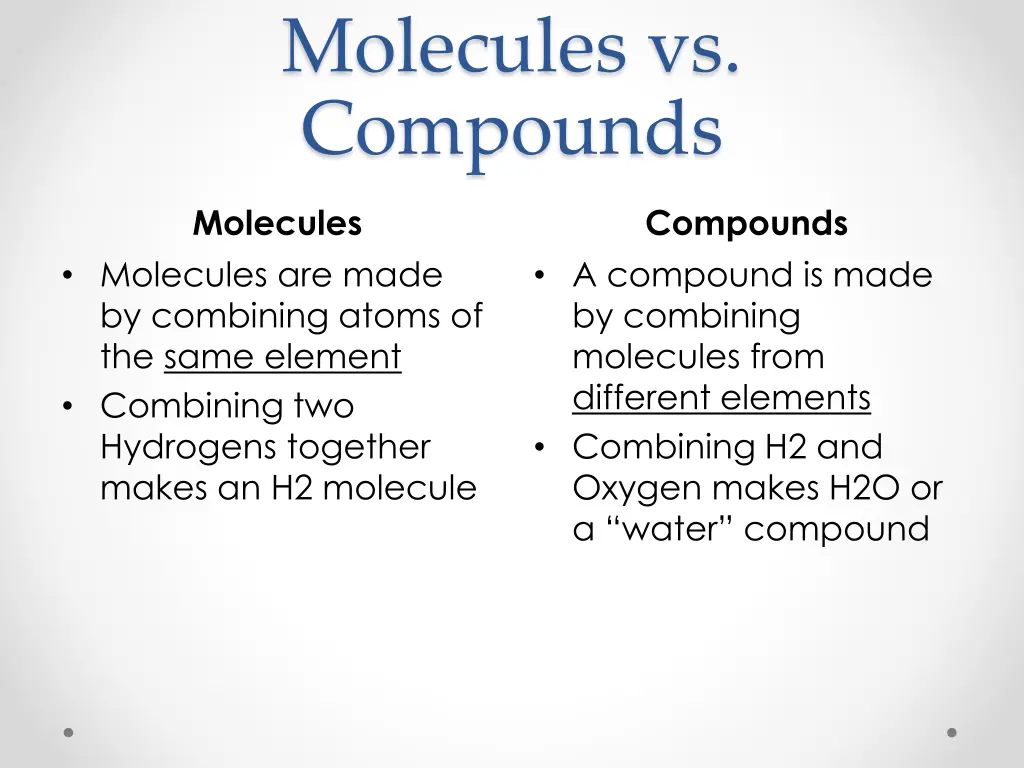 molecules vs compounds