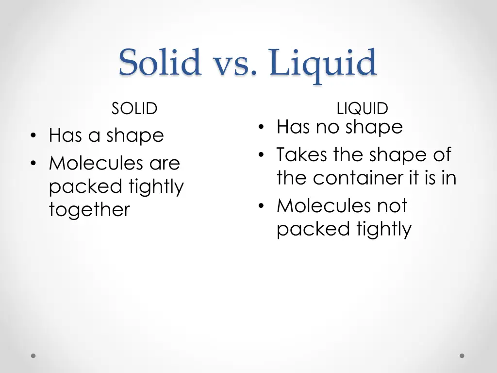 solid vs liquid