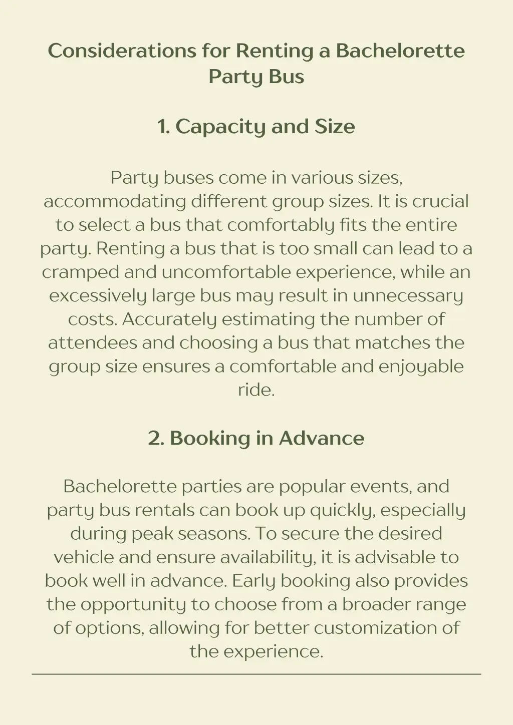 considerations for renting a bachelorette party