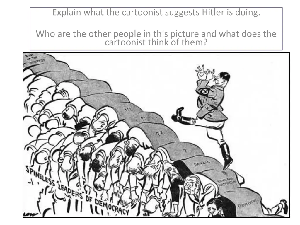 explain what the cartoonist suggests hitler