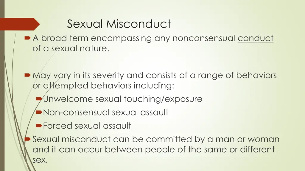 sexual misconduct a broad term encompassing