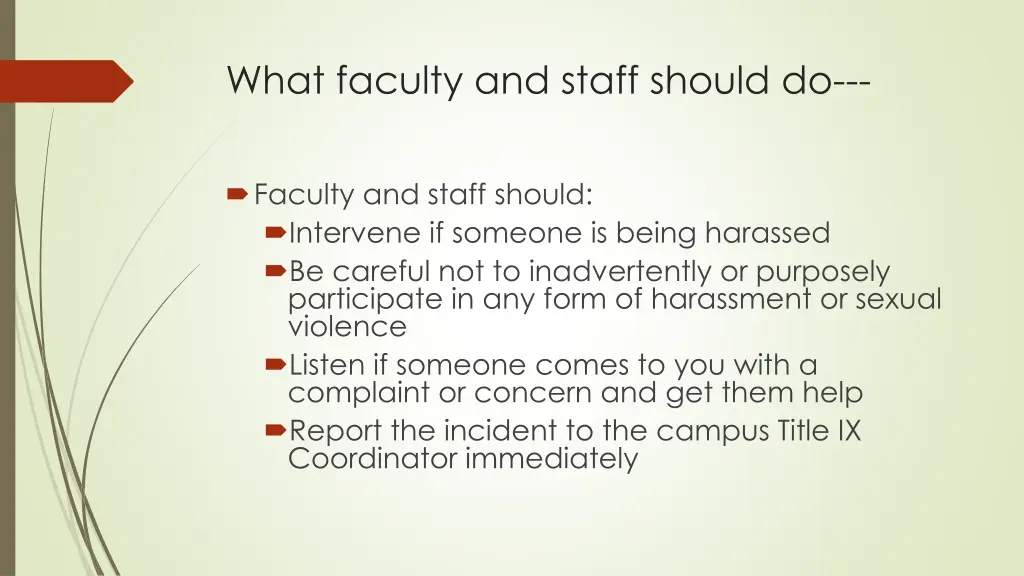 what faculty and staff should do