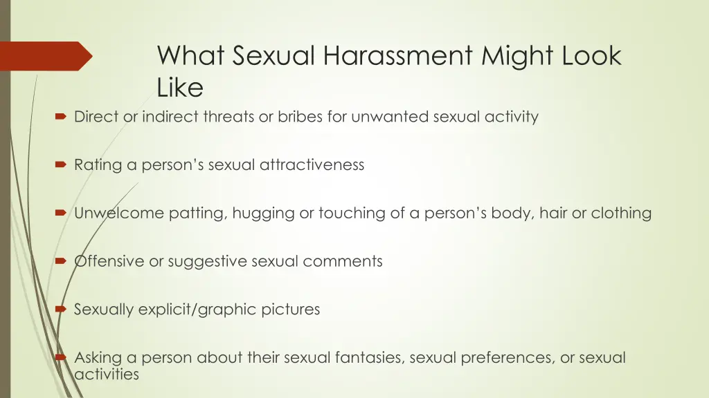 what sexual harassment might look like direct