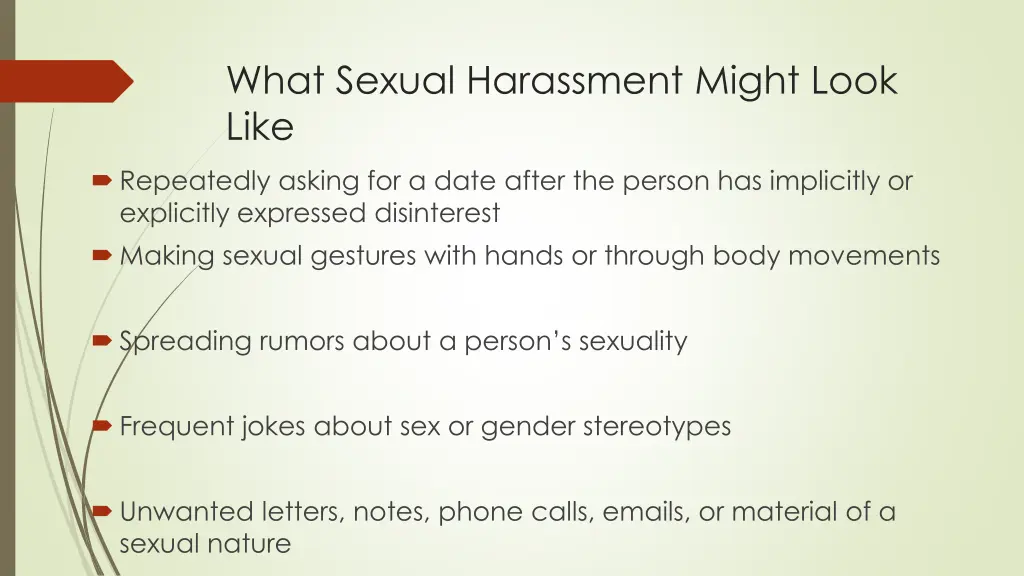 what sexual harassment might look like