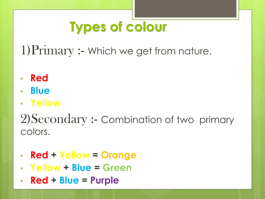 types of colour