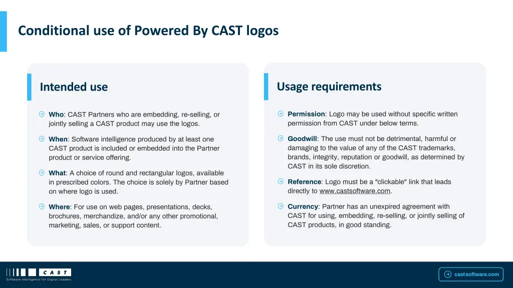 conditional use of powered by cast logos