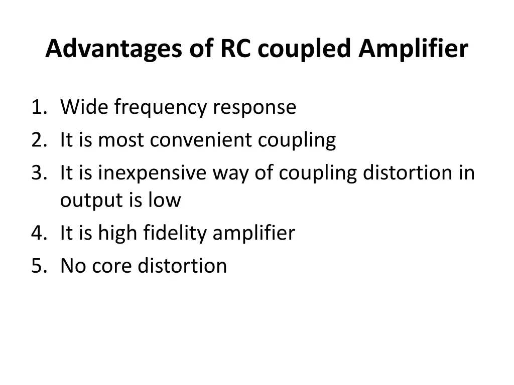 advantages of rc coupled amplifier