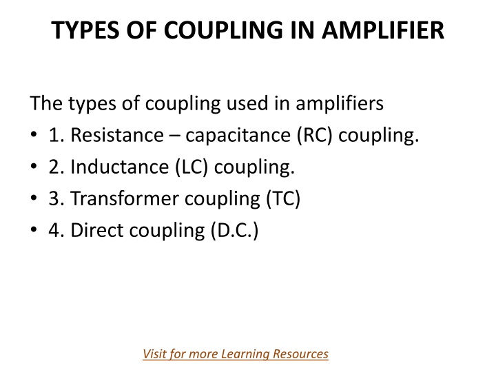 types of coupling in amplifier