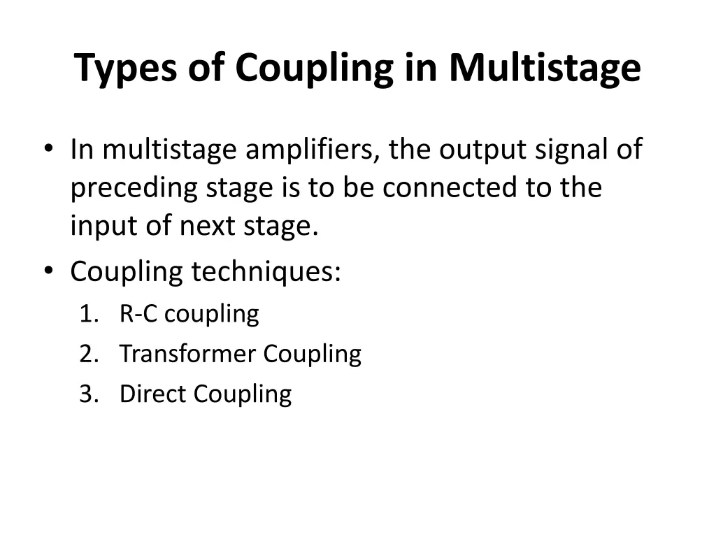 types of coupling in multistage