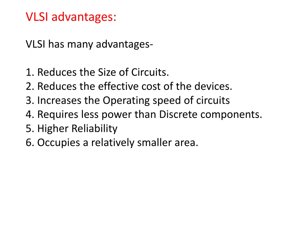 vlsi advantages