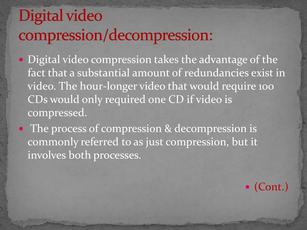 digital video compression decompression