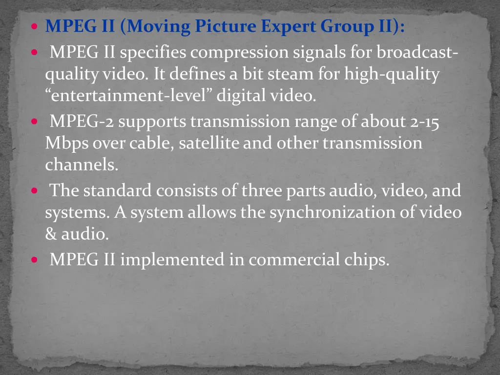 mpeg ii moving picture expert group ii