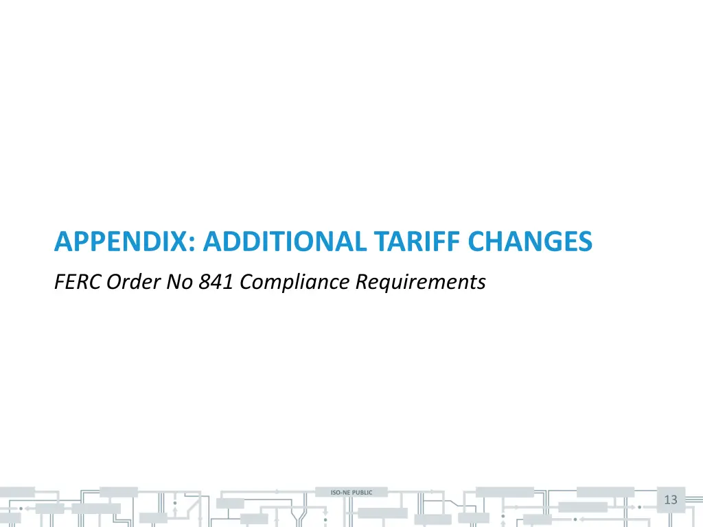 appendix additional tariff changes