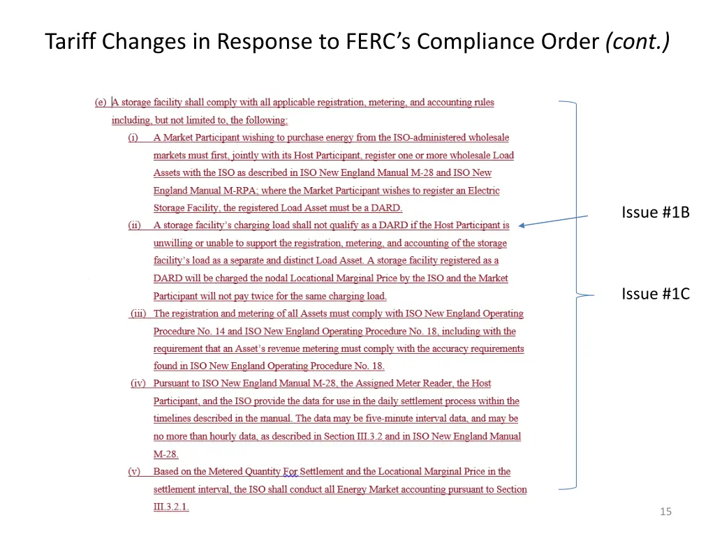 tariff changes in response to ferc s compliance 1