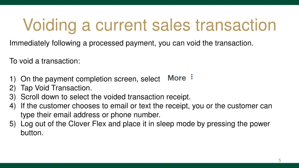 voiding a current sales transaction