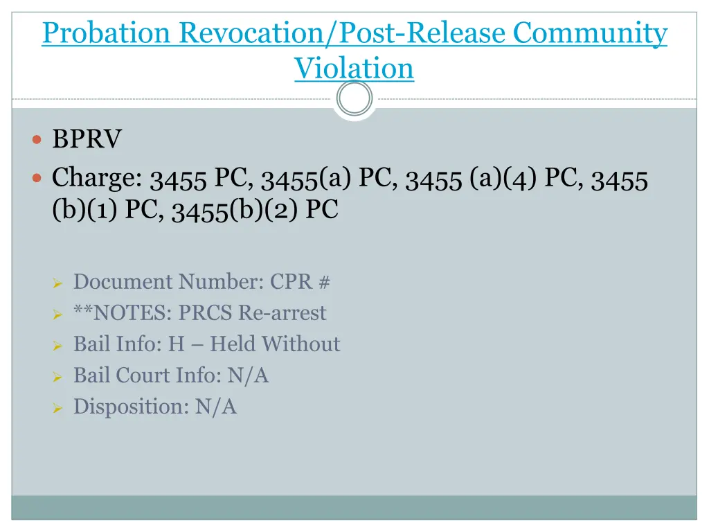 probation revocation post release community