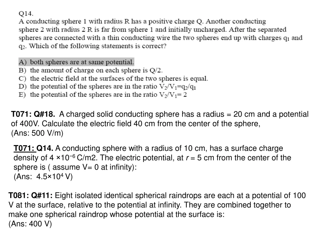 t071 q 18 a charged solid conducting sphere