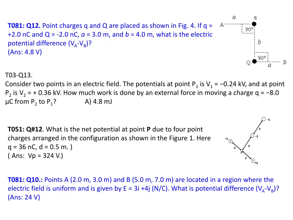 t081 q12 point charges q and q are placed